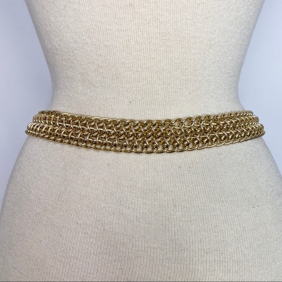 Vintage 80s gold tone metal chain belt - Picture 7 of 9